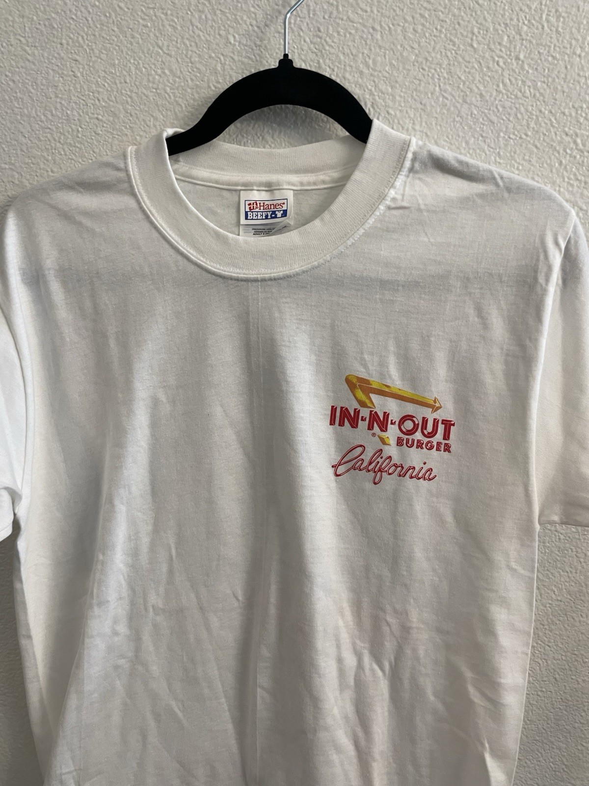 Hanes Beefy-T Men's S White In-N-Out California Graphic Tee Double-Sided gallery