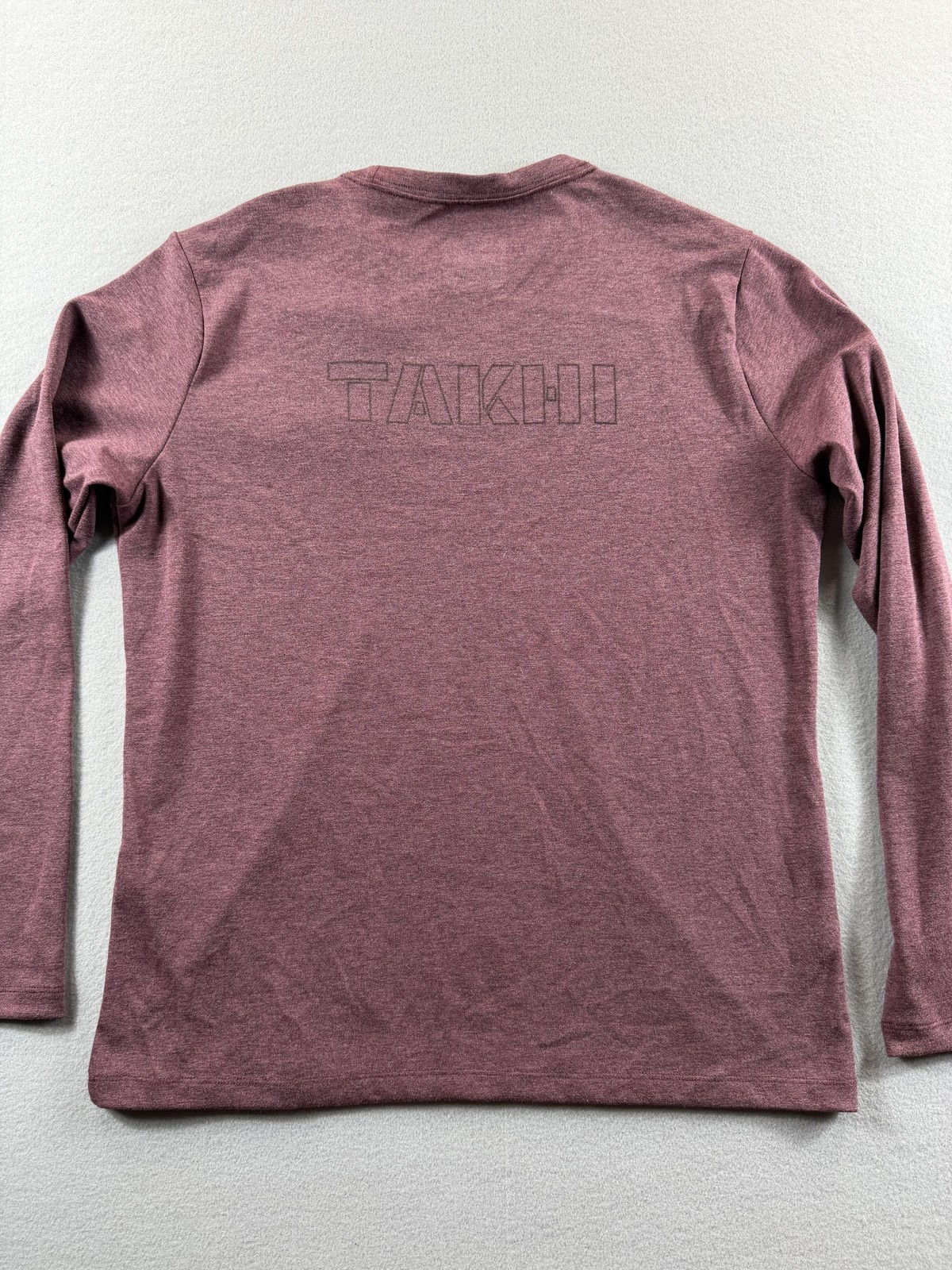 Takhi Shirt Mens Large Wine Red Long Sleeve Logo Tagless Stretch Tee Casual New gallery