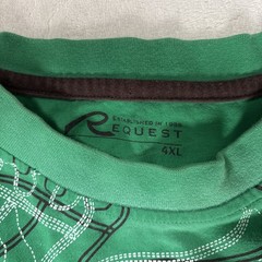 VTG Request Men’s Graphic Embroidered Green Tshirt Big & Tall 4XL Short Sleeve