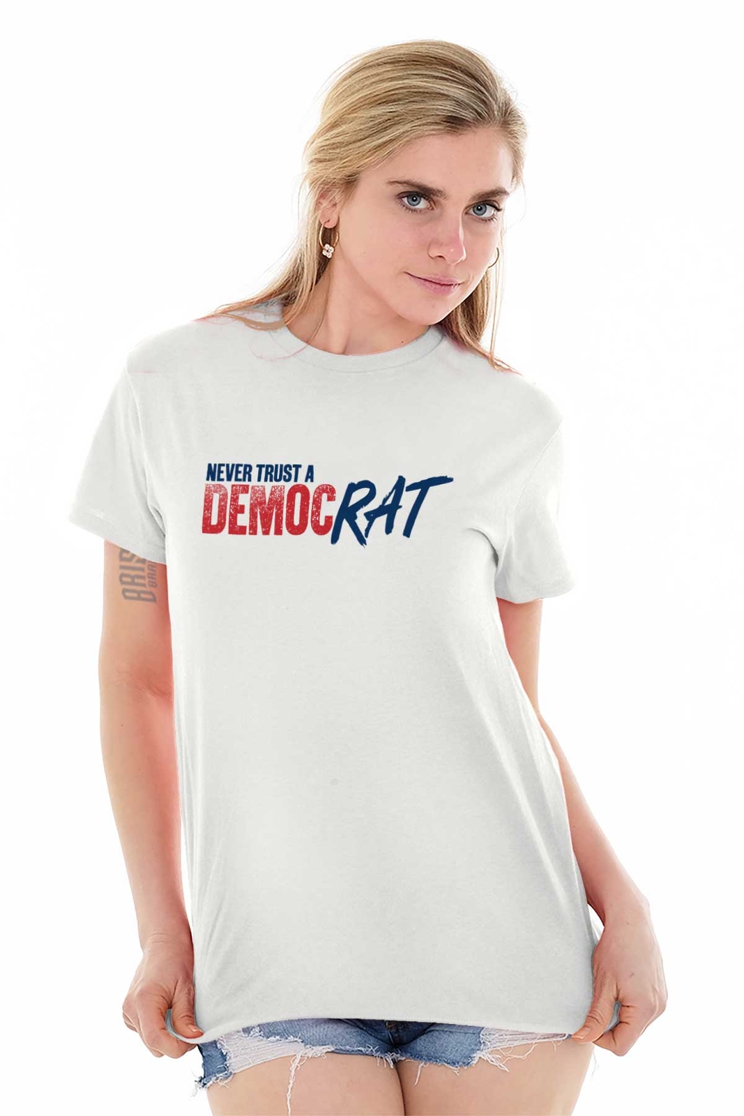 Never Trust A Democrat Rat Political Party Womens or Mens Crewneck T Shirt Tee gallery