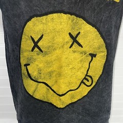 Nirvana Shirt Unisex Small Heather Black Smiley Front Graphic Distressed 2022