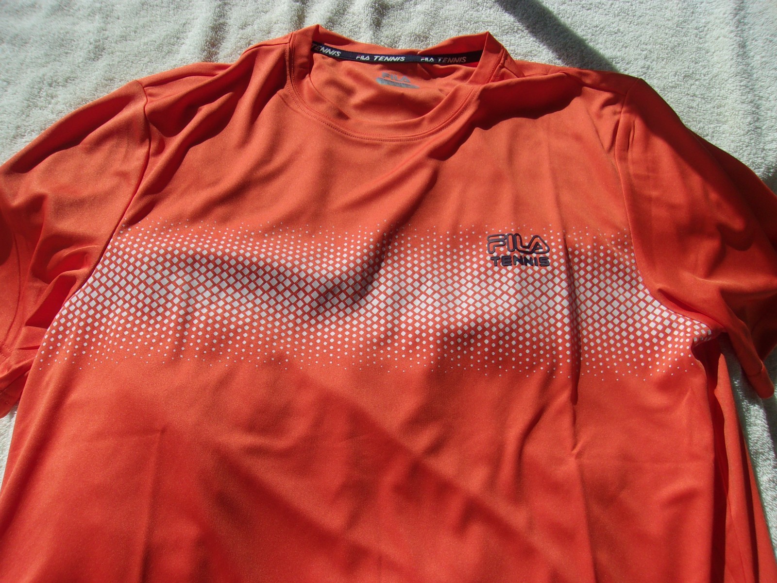 NWOT Fila polyester T, men’s L, orange, Fila Tennis, polyester