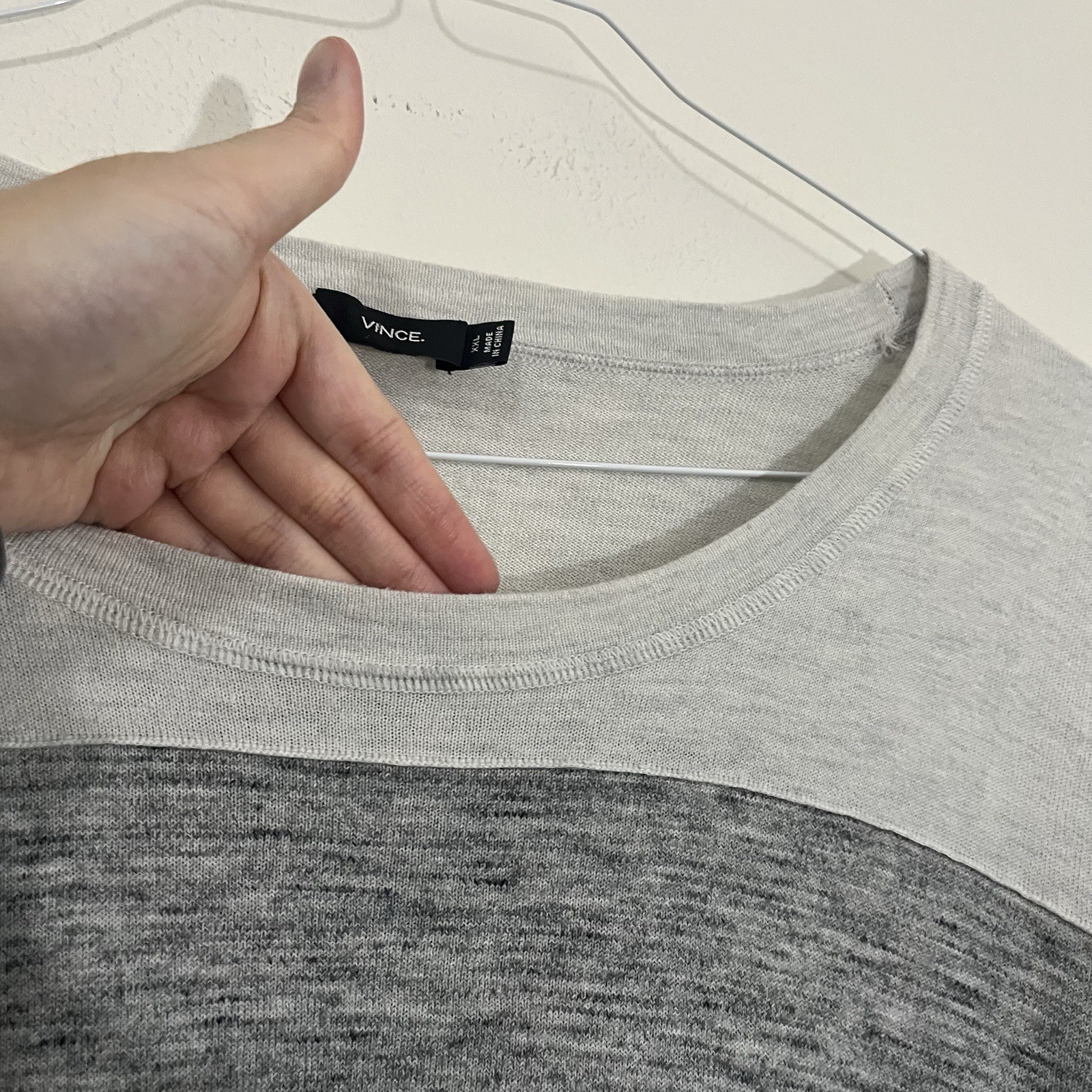 Vince Mens XXL Gray Sweater Tee Long Sleeve Cotton Cashmere Modal Lightweight * gallery