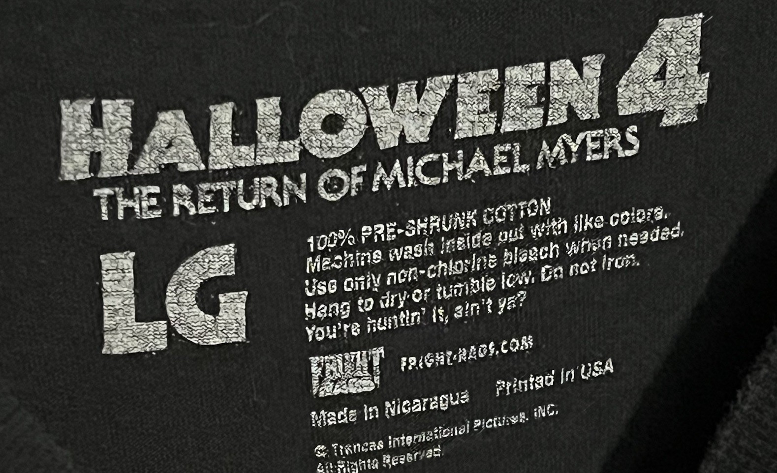 Halloween 4 Return Of Michael Myers Fright Rags Shirt Size Large L Horror OOP gallery