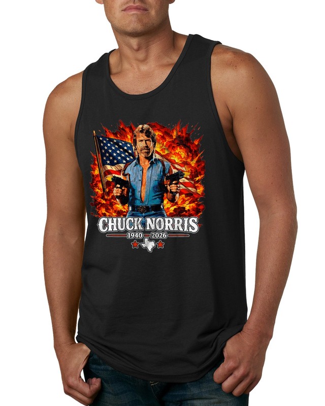 Chuck Norris 1940-2026 American Flag  Memorial Tribute RIP Mens Tank Top