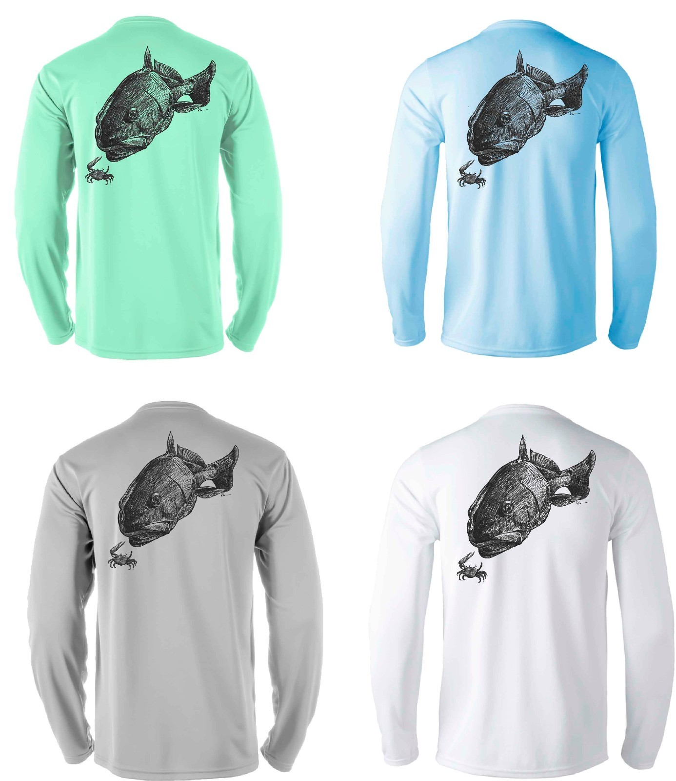 Microfiber Moisture Wicking Fishing Boating UPF Sun Protection Shirt Redfish gallery