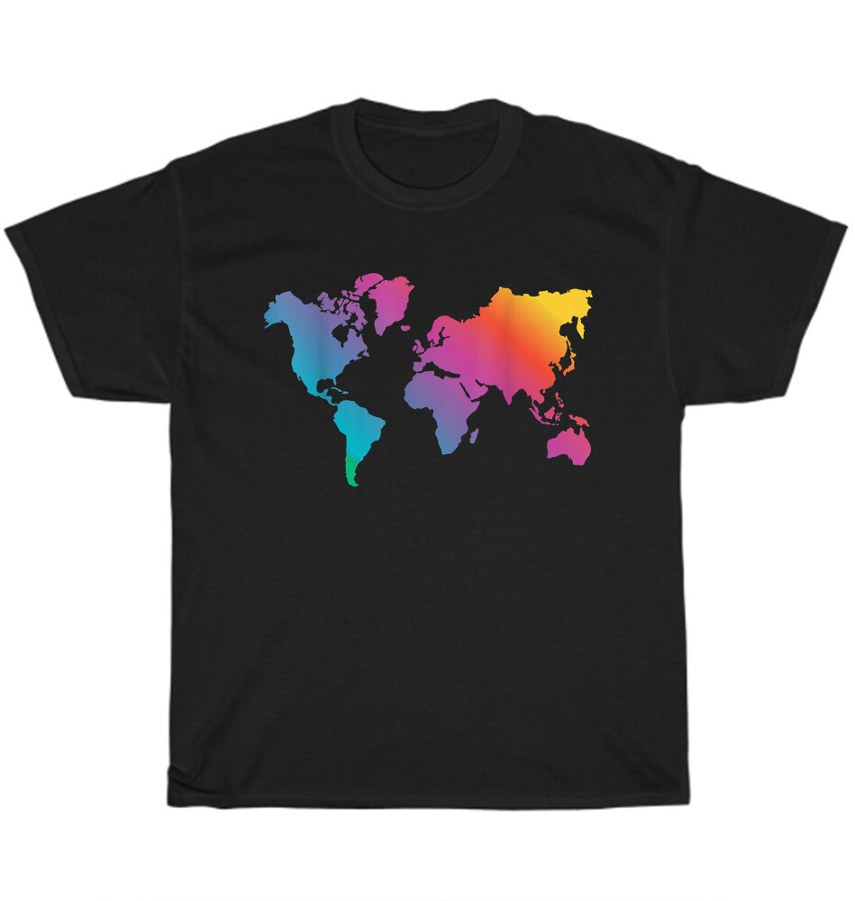World Map Travel Countries Geography Color Painting Art T-Shirt Unisex Tee Gift gallery