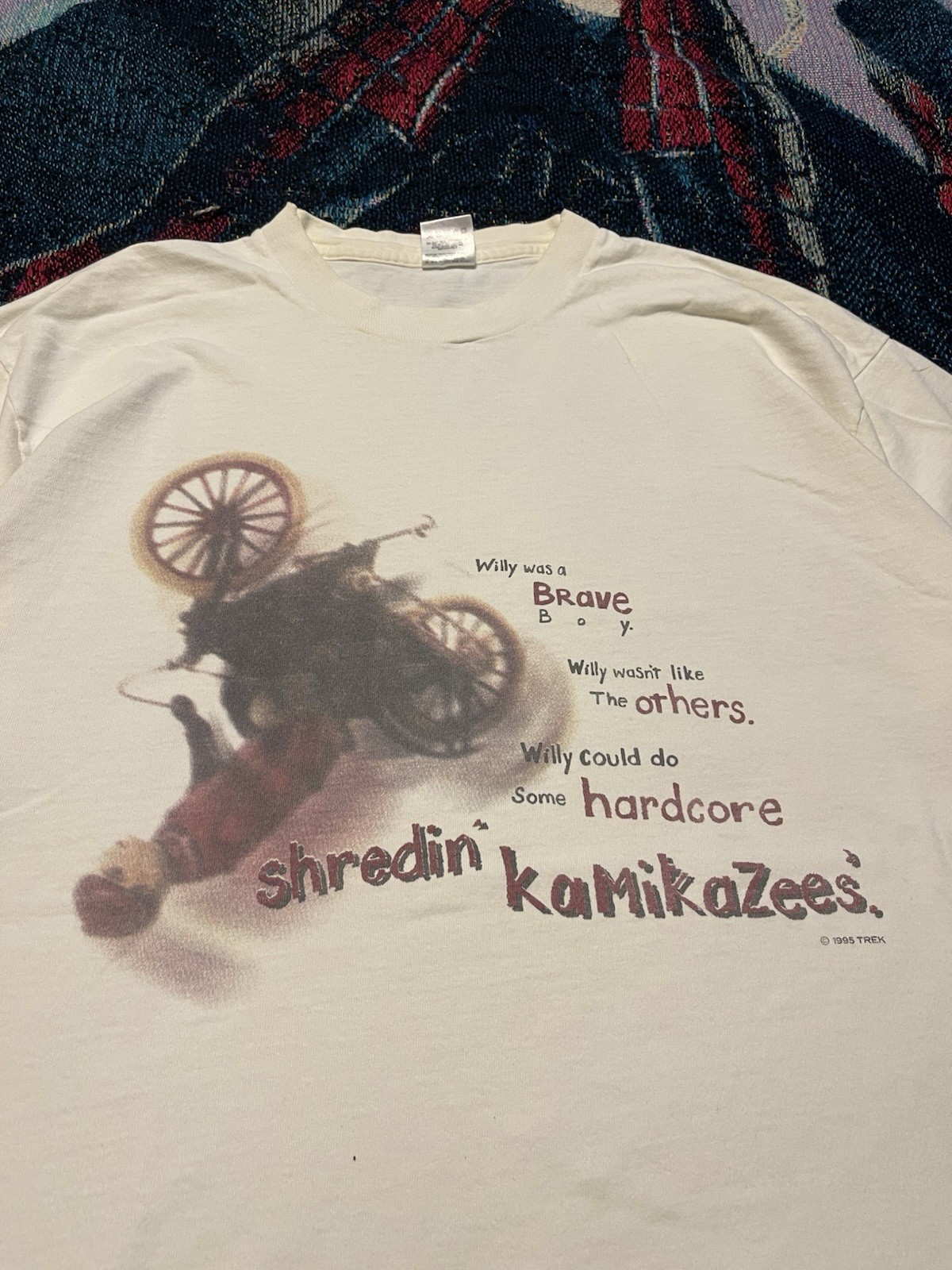 Vintage 90s Trek Willy Bike Shirt Kamikaze Tricks Sports Mens XL Biking Hardcore gallery