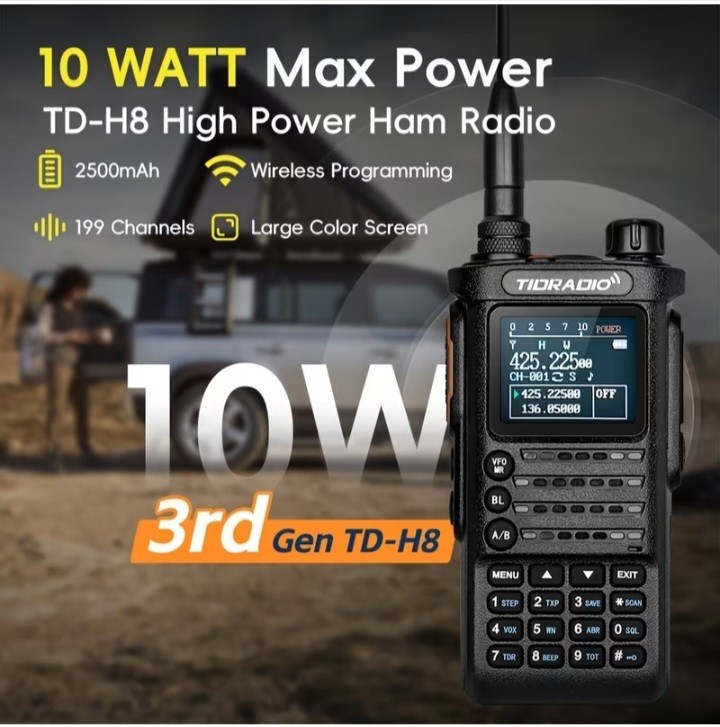 TIDRADIO TD-H8 3rd GEN HAM-GRMS Handheld Two-Way Radio with Bluetooth PROGRAMMNG