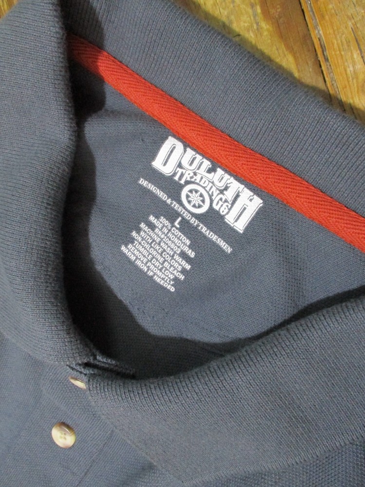 Duluth Trading Dark Gray LS Half Button Polo Durable Work Shirt Size LRG Men’s