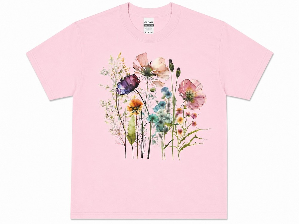 Vintage Wildflower Botanical Trendy Pressed Flowers Graphic Cotton Unisex Tee