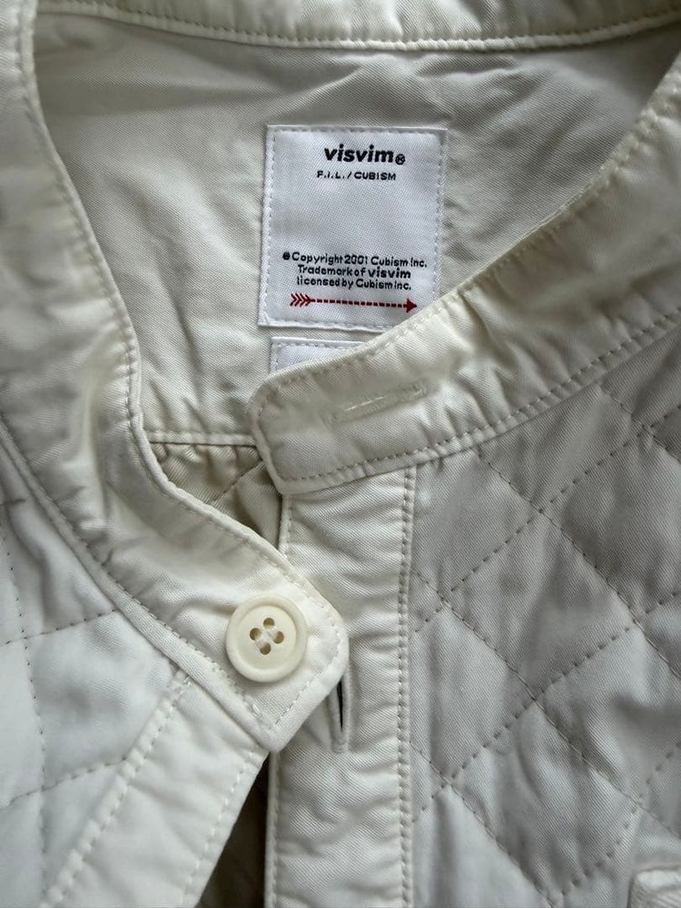 Visvim Men Top Quilted Shirt Size 1 White Limited Edition VHTF Designer Collecti