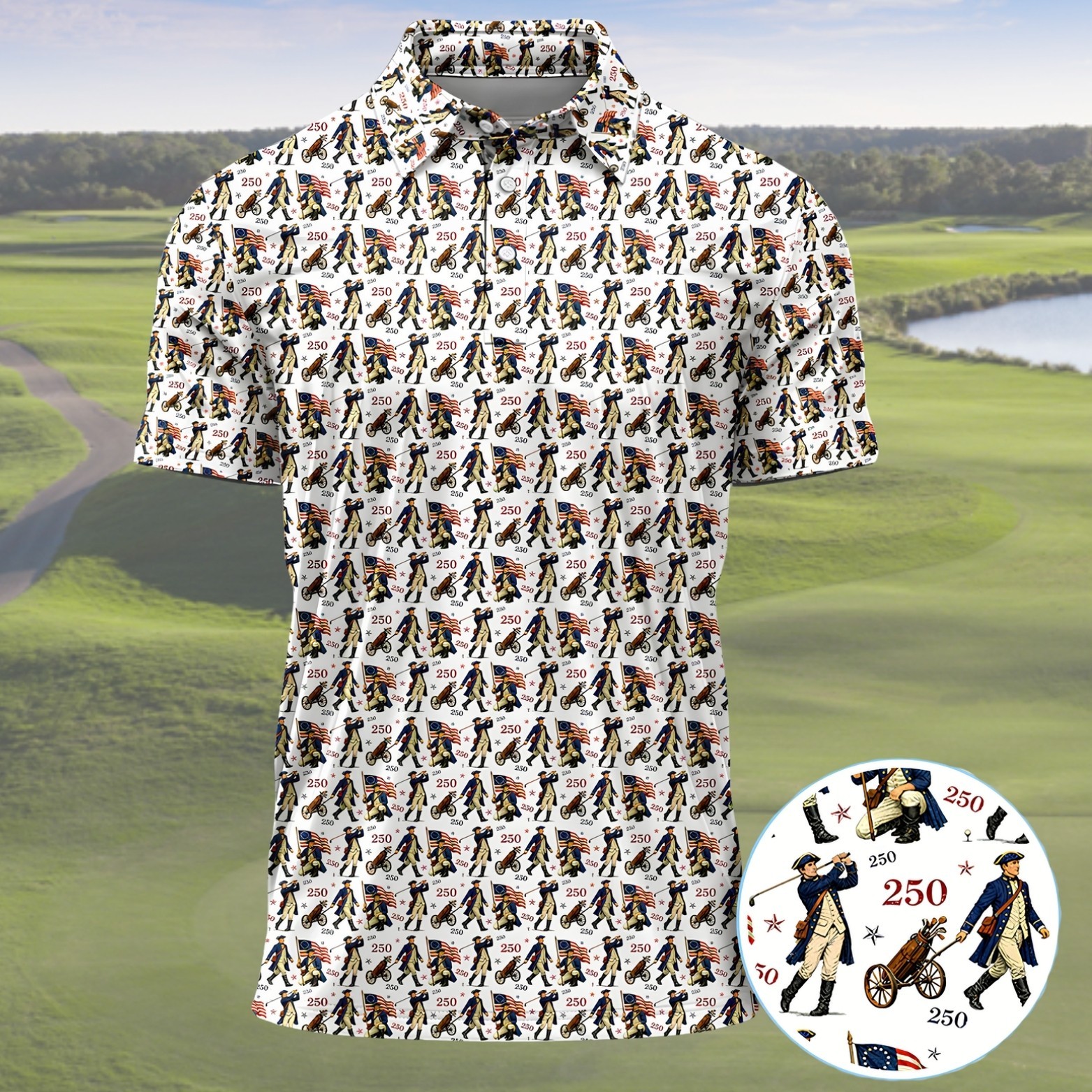 USA 250th Anniversary Golf Shirt, 4th of July American Revolution Polo (S-5XL) gallery