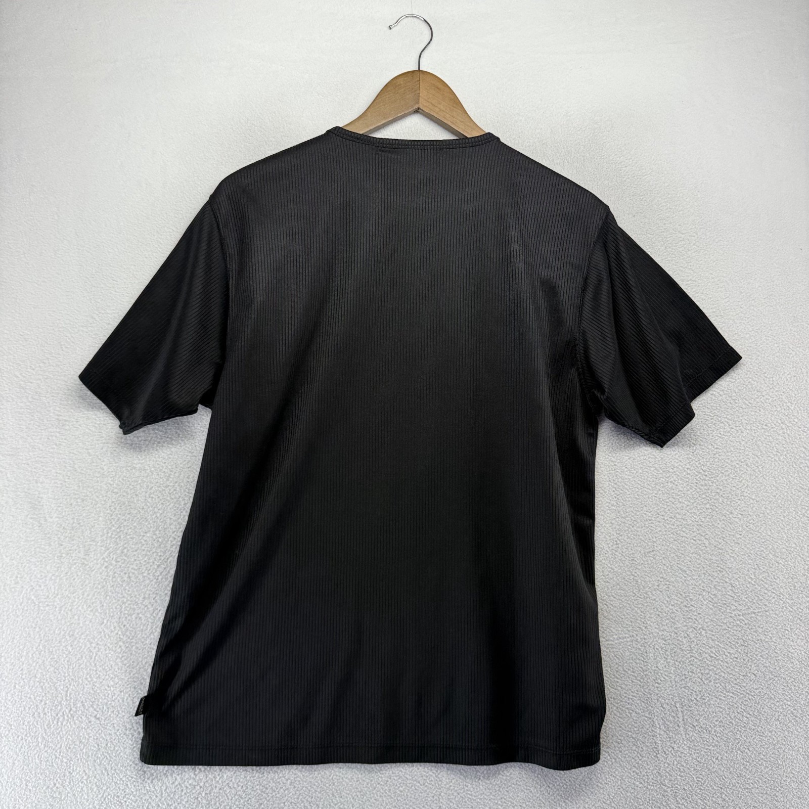 Vintage Rave Shirt Mens Medium Black Blank Ribbed Shiny Metallic Disco Y2k 2000s gallery