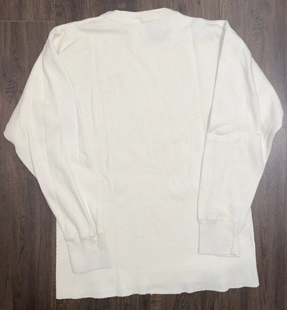 Vintage Carhartt Thermal Shirt Mens 2XL Cream Embroidered K56 Long Sleeve USA gallery