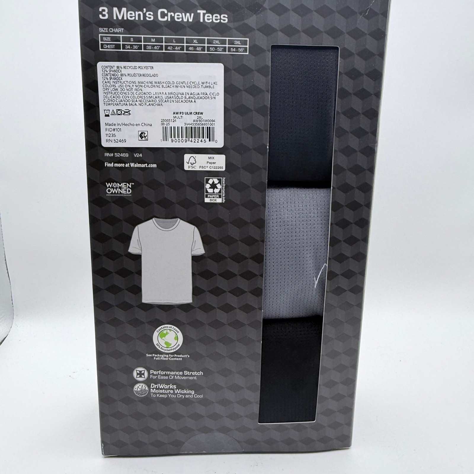 Athletic Works Crew Tees Mens 2XL 3-Pack Ultra Lite Mesh Black Grey gallery