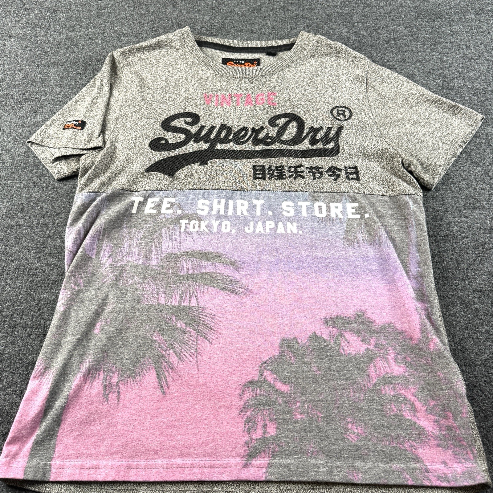 Superdry Men's T-Shirt L Gray Tee Graphic Logo Vintage Short Sleeve EUC gallery