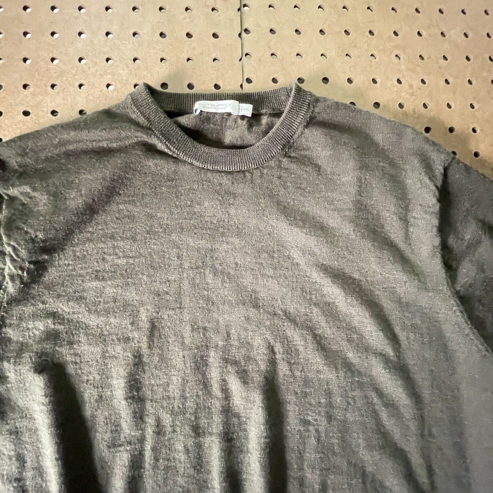 Suitsupply Shirt Mens Medium Olive Green Merino Wool Crew Neck Ribbed Knit gallery