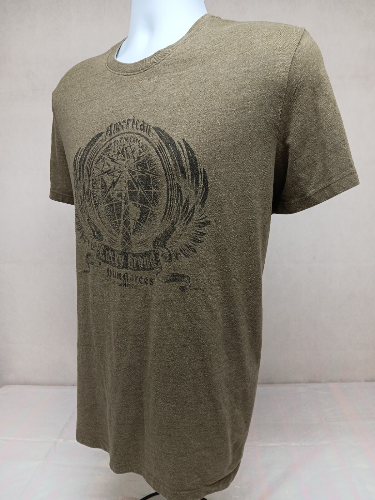 Lucky Brand Mens Large Green American To The Core Dunagrees Short Sleeve T-Shirt gallery