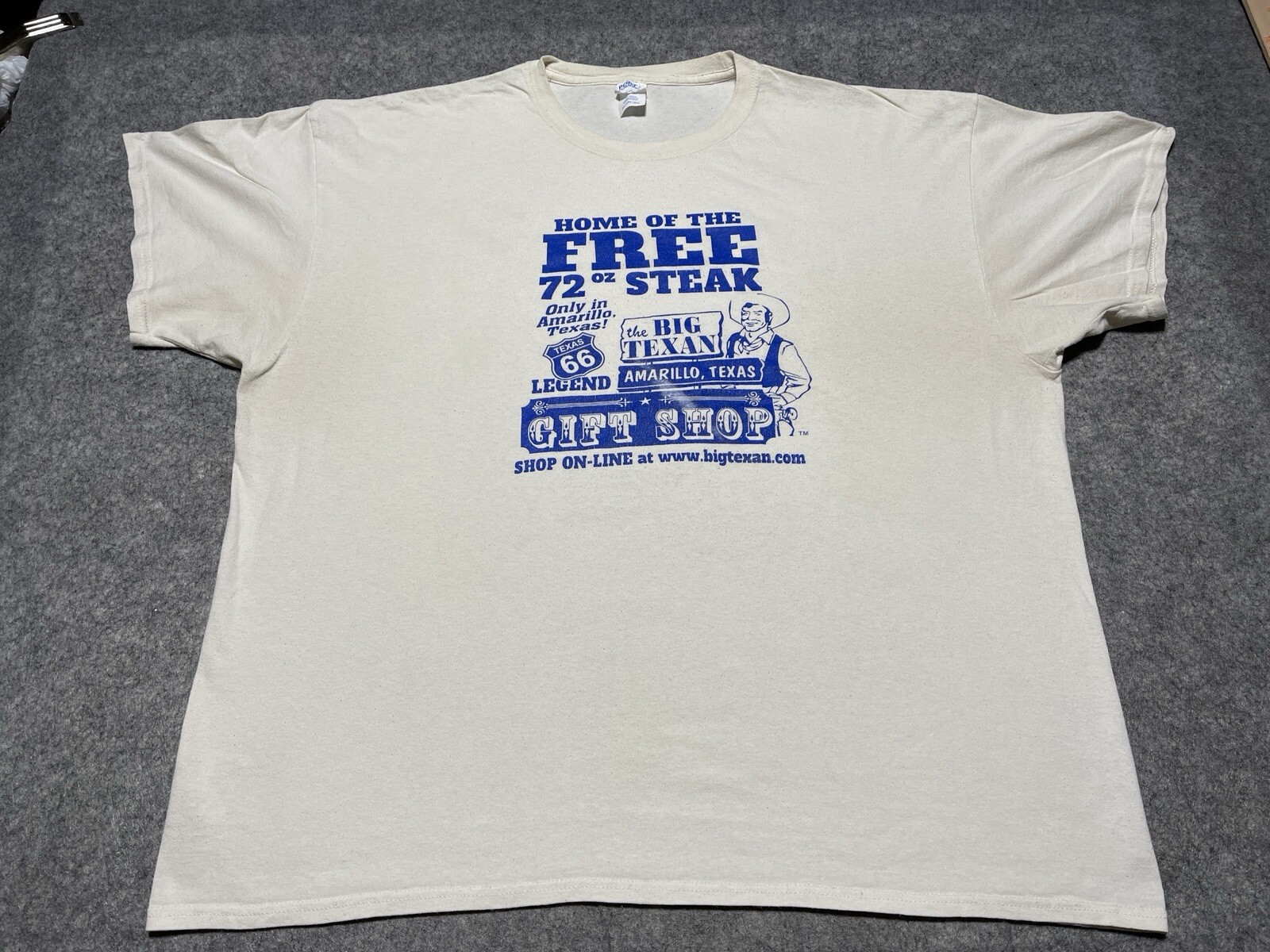 The Big Texan Home Free 72oz Steak Shirt Amarillo Texas Challenge Beige 2XL
