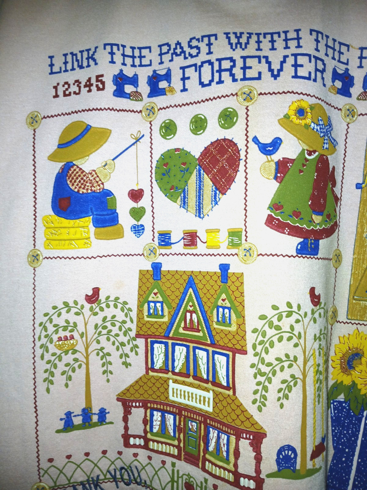 Vintage 90’s Sun flowers quilted hearts Tshirt Granny Cottage Core Teacher sz M gallery