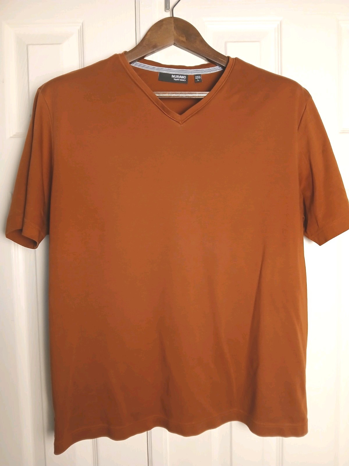 Murano Liquid Luxury Men’s T-shirt V Neck Rust Color Size Large Super Soft