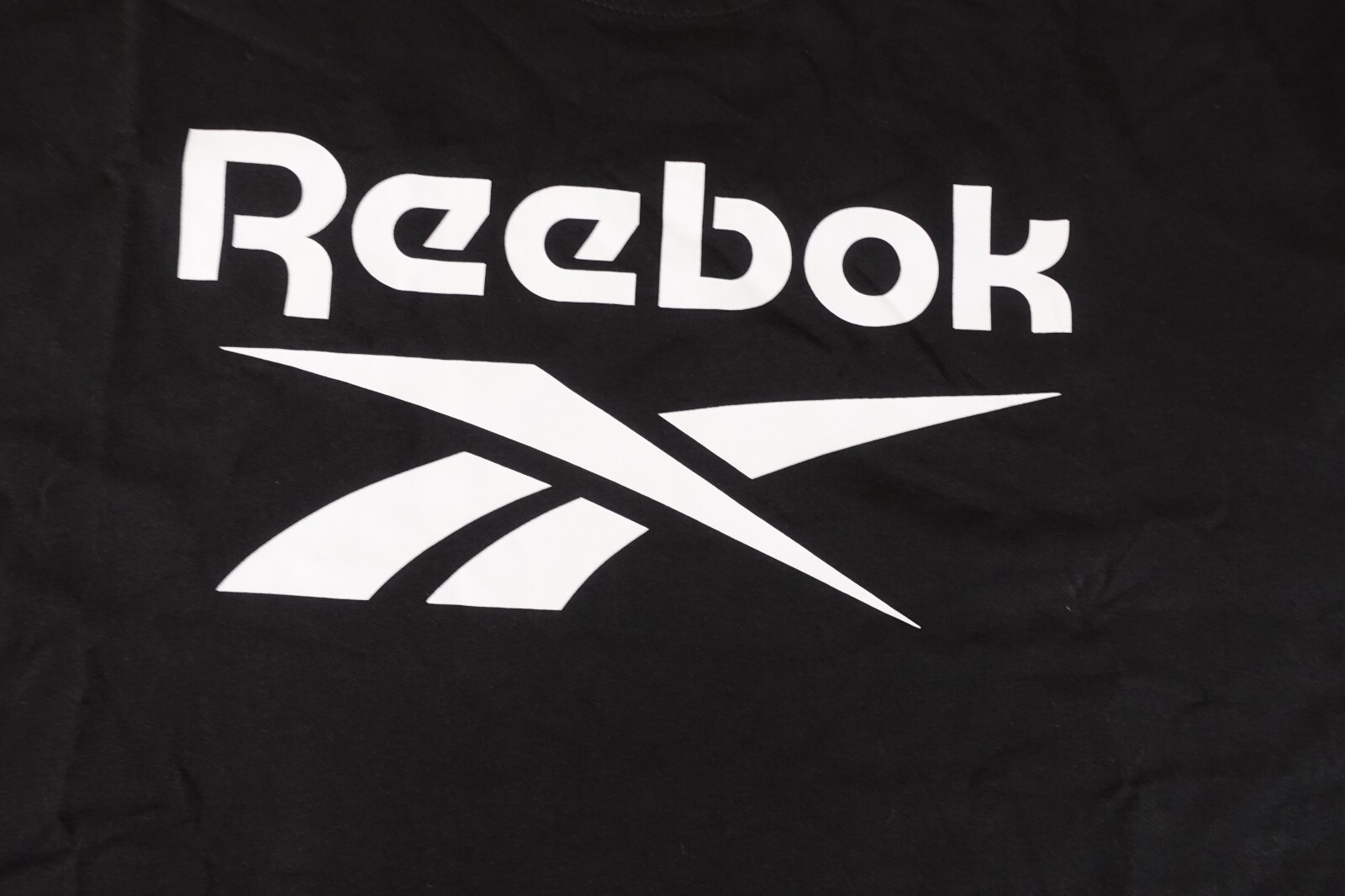 Reebok Mens 2XL Black White Identity Big Stacked Logo Short Sleeve T-Shirt NWT gallery