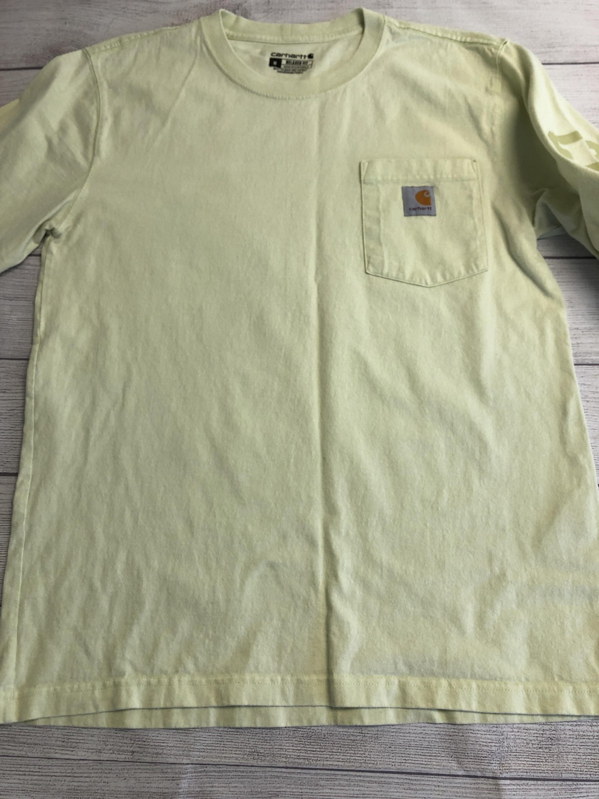 Carhartt Shirt Mens Medium Yellow Long Sleeve Pocket Logo Tagless Relaxed Fit gallery