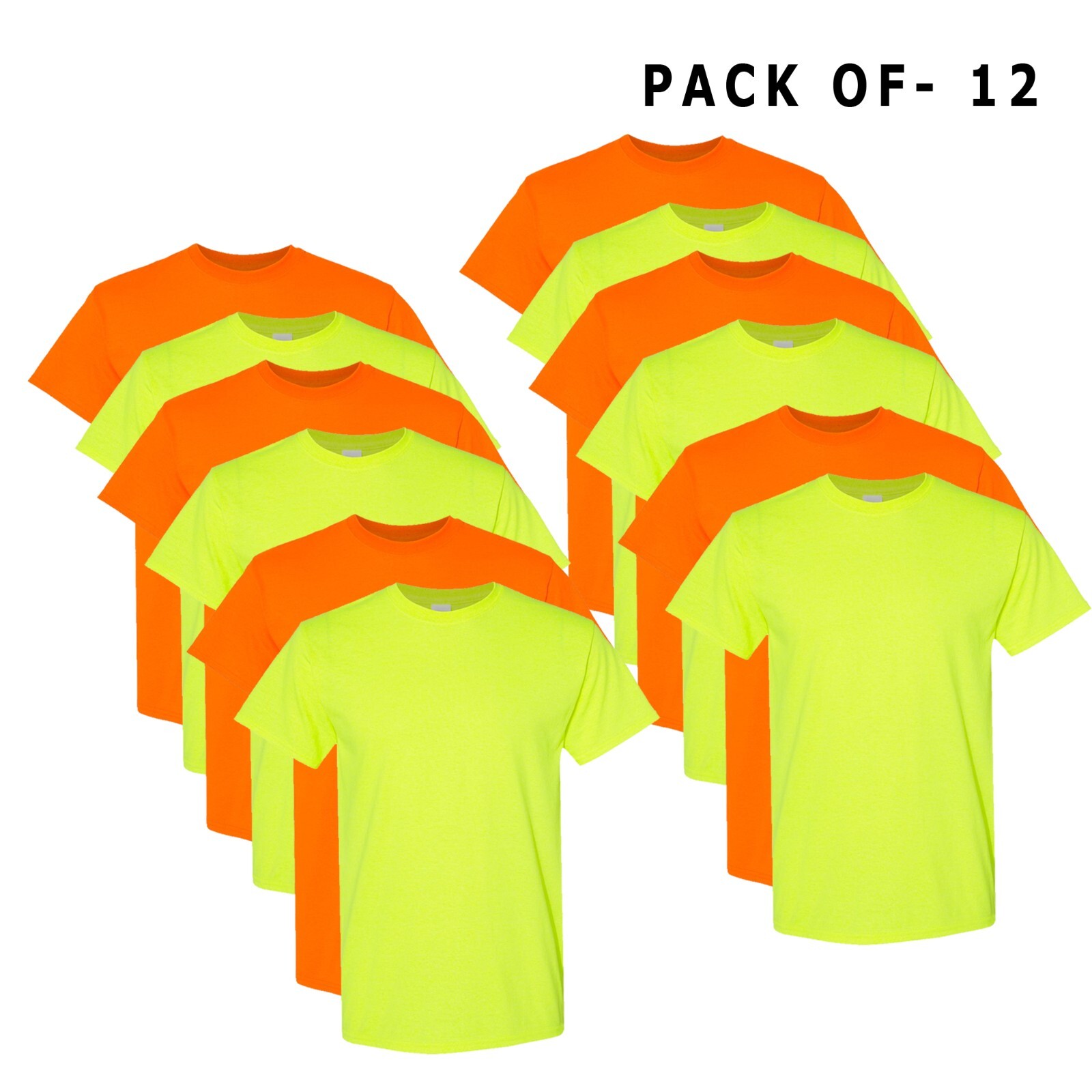 12 Pack Work Safety Orange Green GILDAN HighVisibility Shirts Safety Reflective