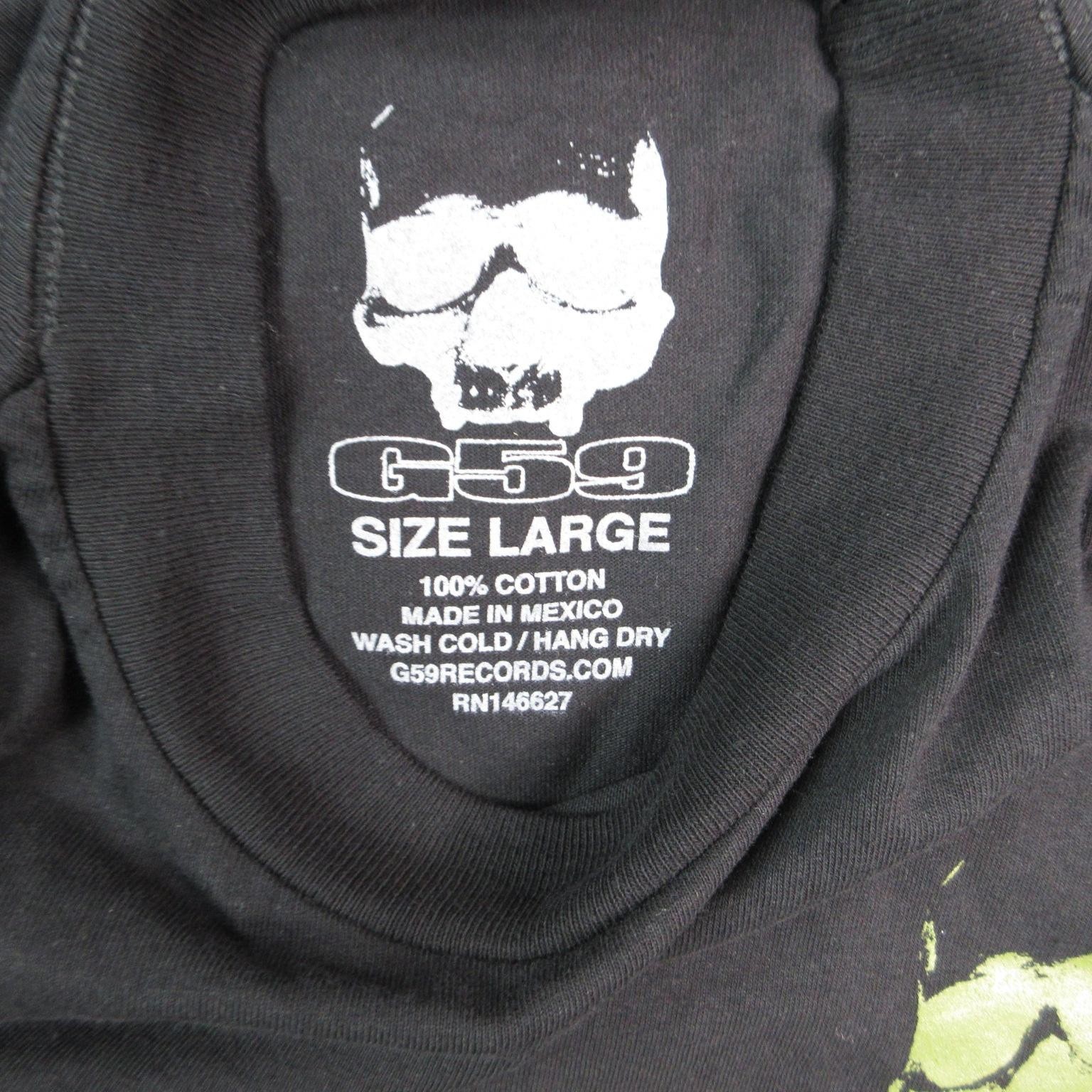 G59 Shirt Mens L Black Skull Graphic Crew Neck Tagless 100% Cotton Mexico gallery