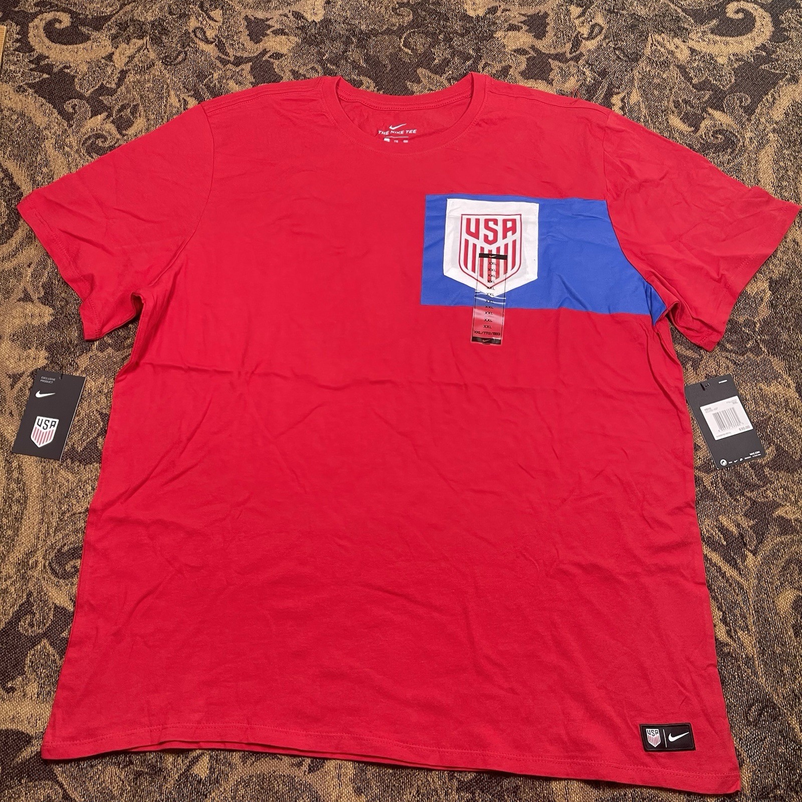 Nike Team USA Men’s National Soccer Team Athletic Cut T-Shirt Size XXL New Red