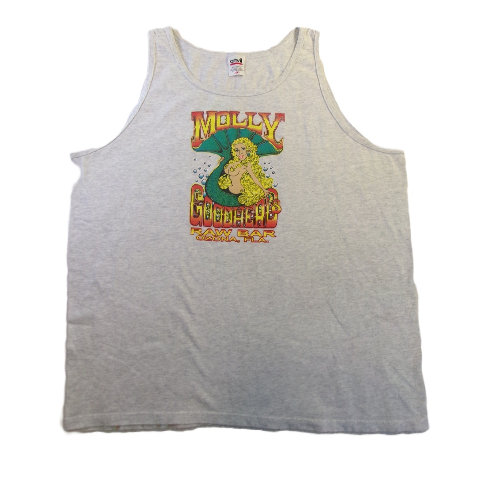Anvil Molly Goodheads Raw Bar Ozona FL Mermaid Tank Top Mens 2XL Grey Heather gallery