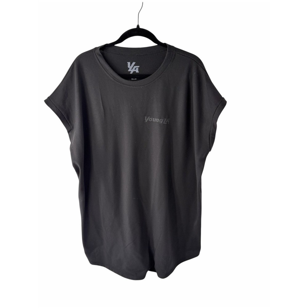 YoungLA Men’s Black Relaxed Crew Short Sleeve Casual Tee Size L