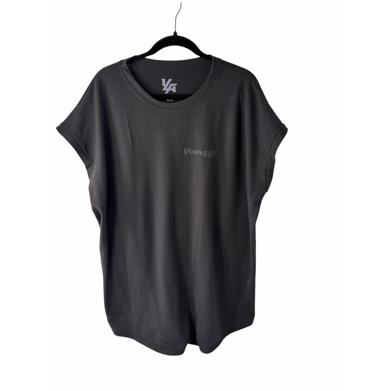 YoungLA Men’s Black Relaxed Crew Short Sleeve Casual Tee Size L