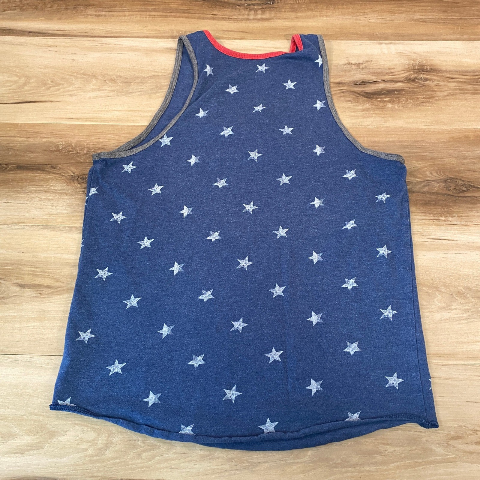 American Eagle Mens XS Blue Star Print Tank Top Patriotic Ringer Athletic Fit gallery