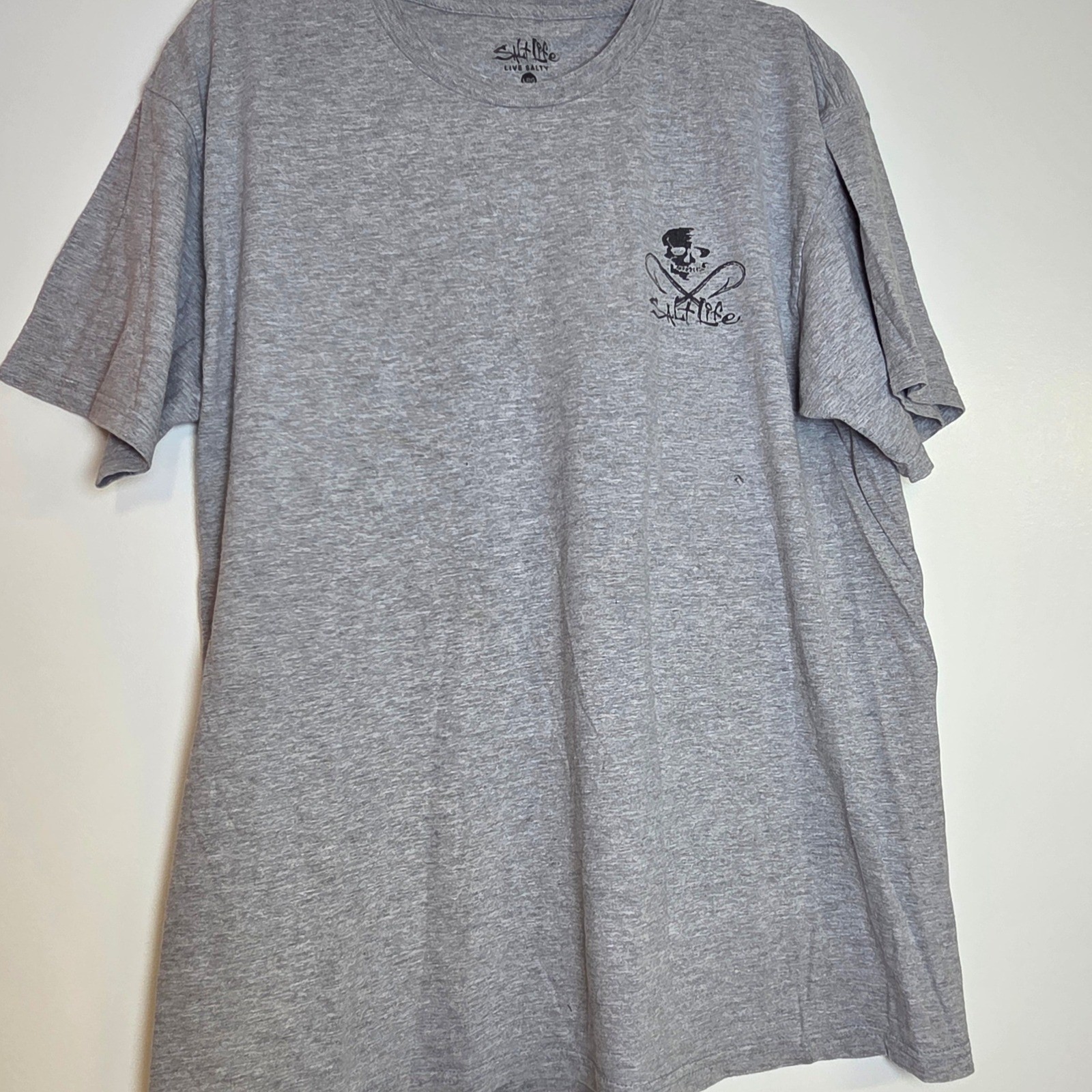 Salt Life Dive Bar T-Shirt Men’s Large Gray Graphic Tee Spearfishing Flag