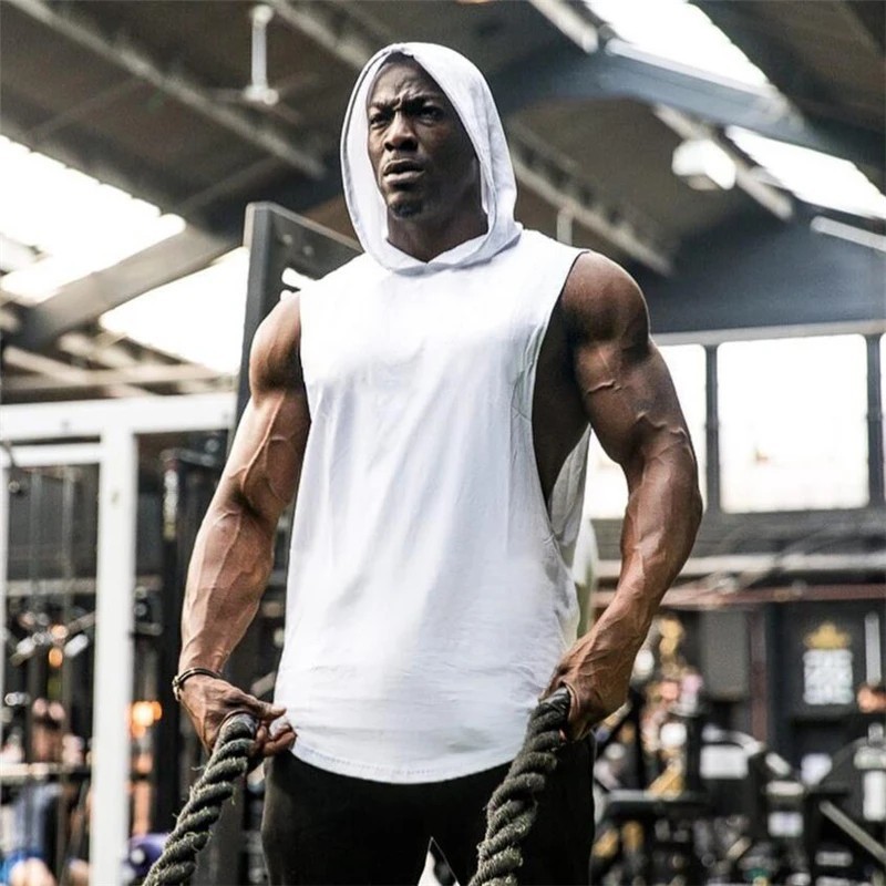 Men's Muscle Hoodies Sleeveless Tank Tops Gym Fitness Running Sport Vest T-Shirt gallery