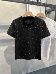 Sparkly Star Sequin Men’s Short Sleeve T-Shirt Casual Cotton Blend Crew Neck Tee