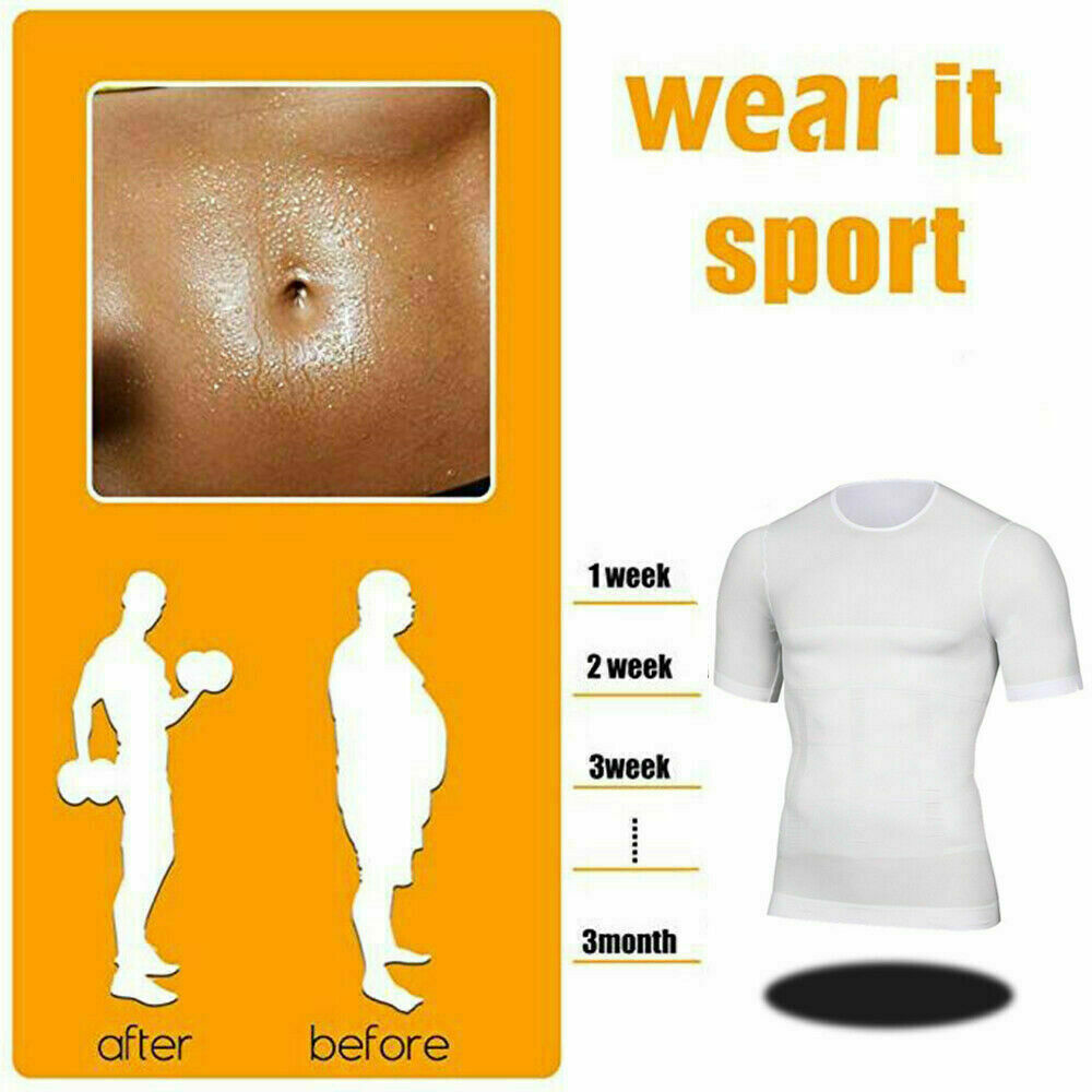 Men's Fashion Compression T-Shirt Body Shaper Crew Neck Muscle Workout Tank Top gallery