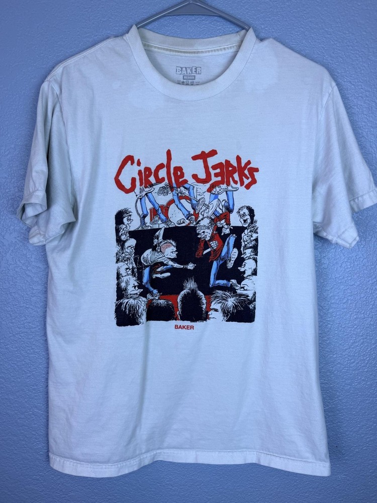 Baker Circle Jerks Shirt Mens Medium White Punk Band Skateboard Graphic Tee