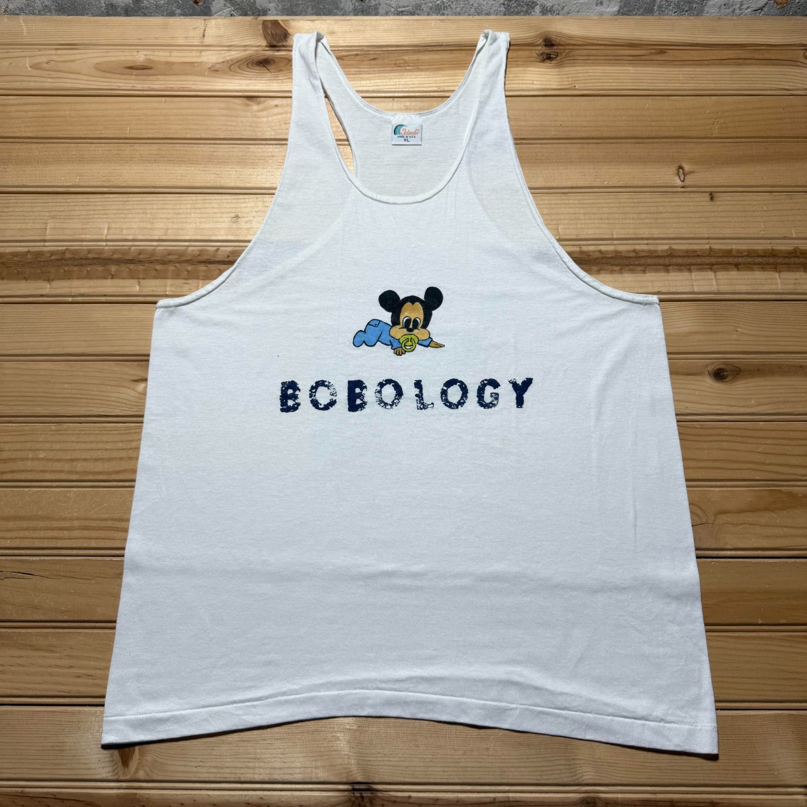 Vintage 80s 90s Mickey Mouse Baby Bobology Racerback Tank Top USA Made Youth XL