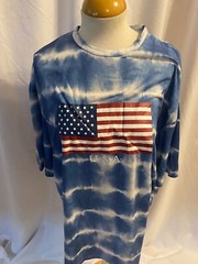 Shein Men’s Medium Tie Dye American Flag T-Shirt Casual Crew Neck Short Sleeve