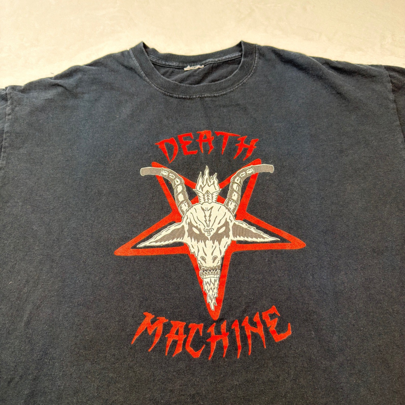 Death Machine Graphic T Shirt Mens XL Black Good Baphomet Pentagram Metal Tee gallery