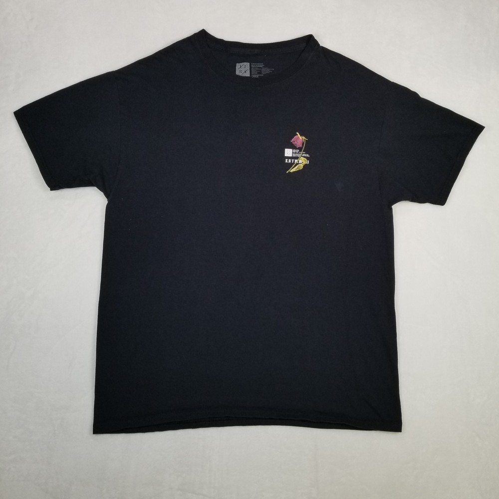 LIRA MFG Men’s Graphic Tee Size Large Black ESTIMADA Rose Flower Print Casual