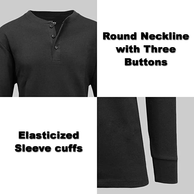 Men's 3-Button Thermal Waffle-Knit Henley Shirts ( Sizes, S-5XL ) NEW Free Shipp gallery