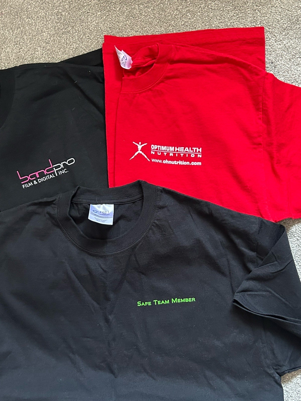 NEW Men’s Colored T-Shirts, 100% Cotton, Mixed Brands, Large, Lot Of 3