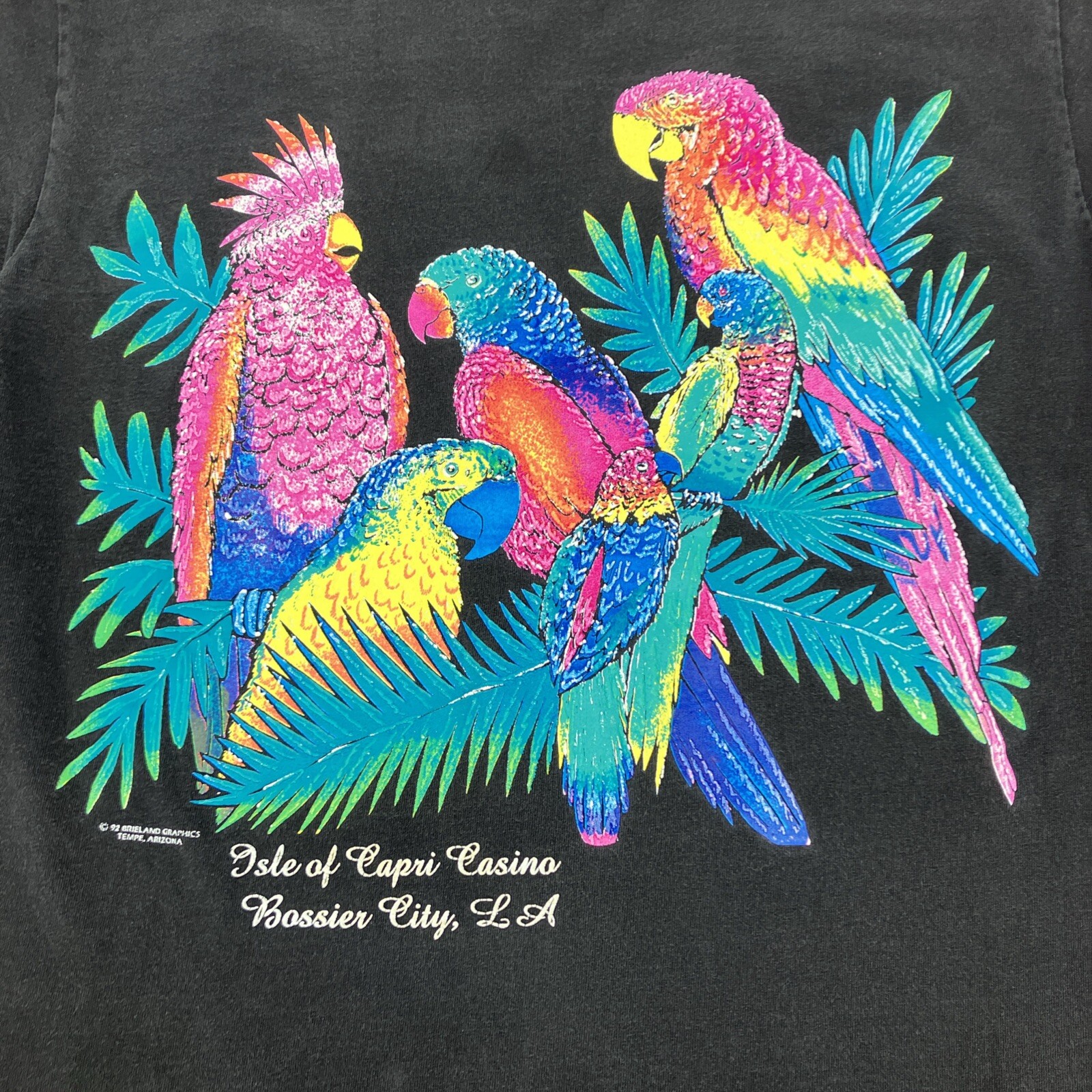 Vintage 1992 Isle of Capri Exotic Birds bright graphic single stitch tee Hanes M gallery