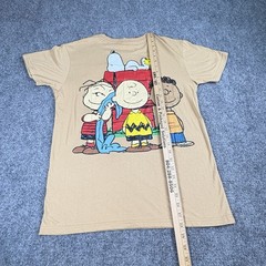Peanuts Snoopy Doghouse Graphic T-Shirt Men L Tan Cartoon Y2K Retro Double Sided