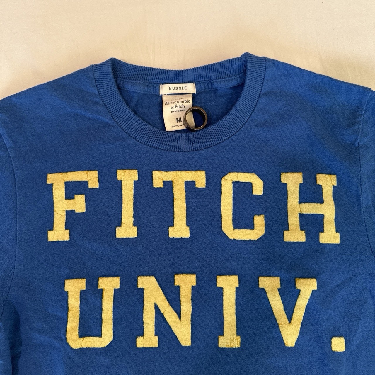 Abercrombie & Fitch Muscle Men’s Blue Crew Neck Cotton Knit College Tee M gallery