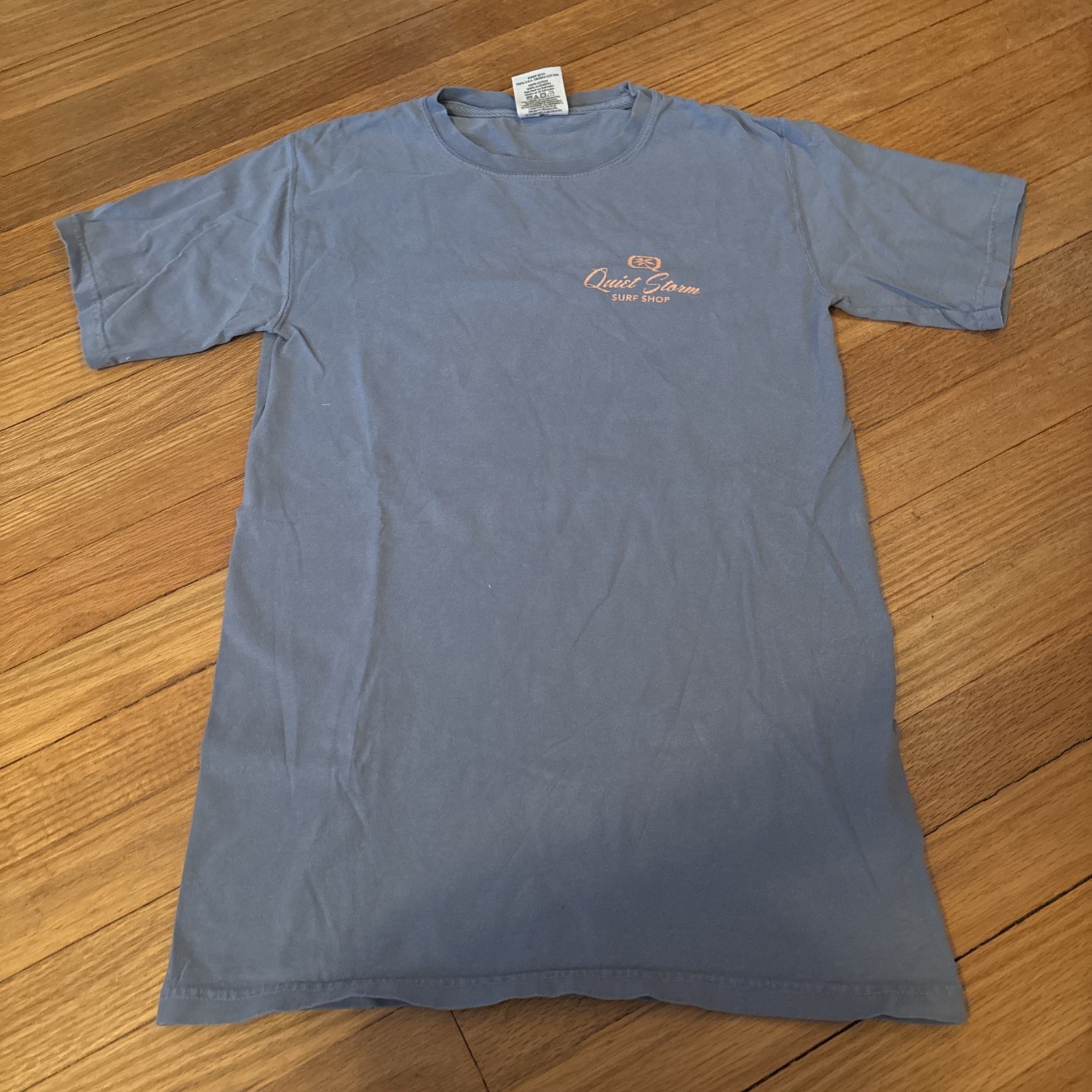 Xs Women’s periwinkle Tee Shirt Quiet Storm Surf Shop With Logo On Back